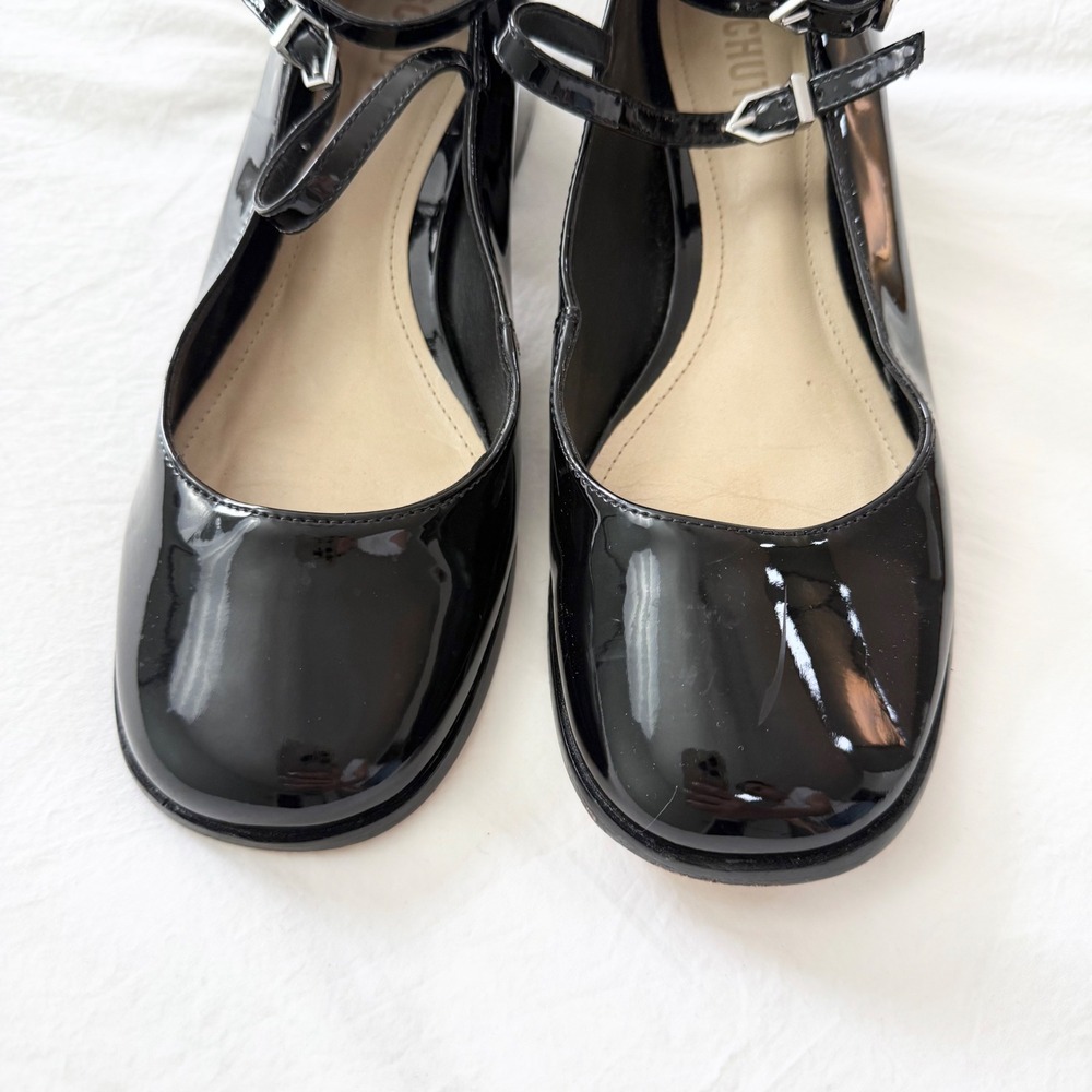 Schutz Dorothy Mary Jane Patent Leather Block Heel Pumps Black Size 7.5B - Picture 3 of 6